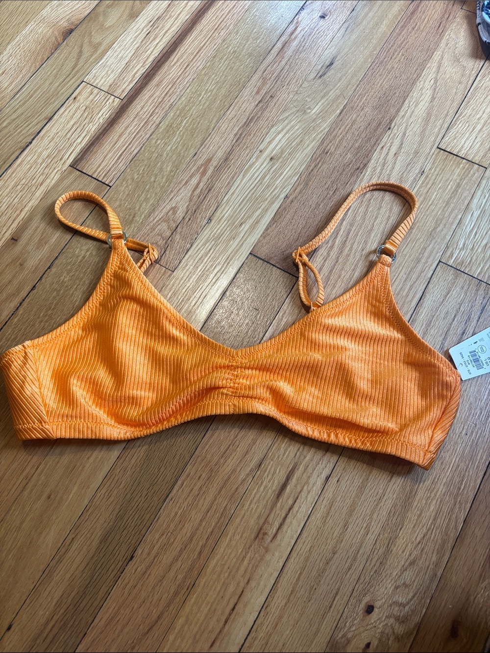 aerie Orange Ribbed Bralette